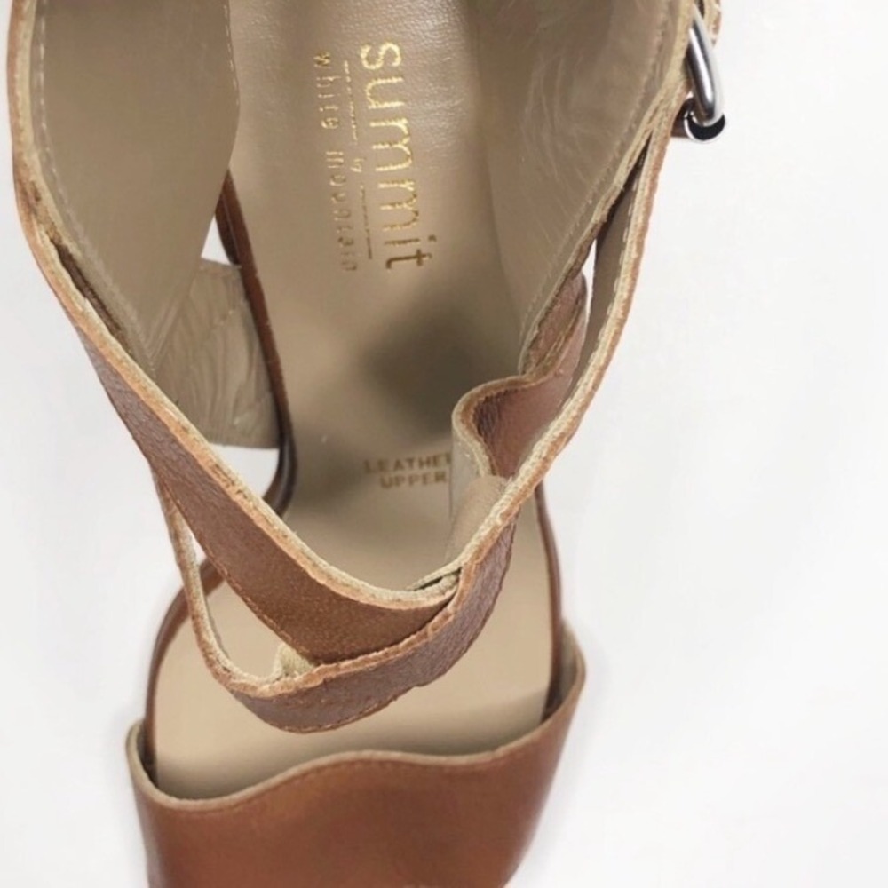 Summit by White Mountain Brown Leather Block Heel Sandals Italy Size 38/7.5 US - Picture 7 of 7